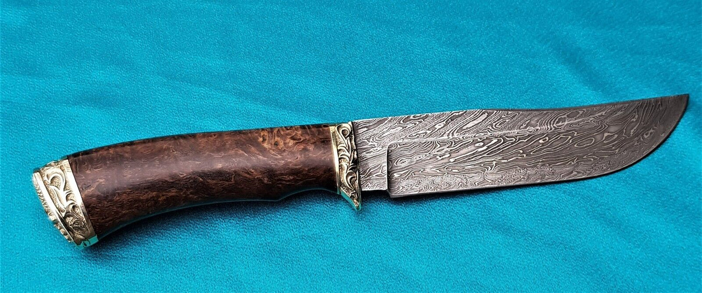 Outdoor JagdMesser Damast Stahl A.Maruschin Russland HRC62 Handarbeit Куница