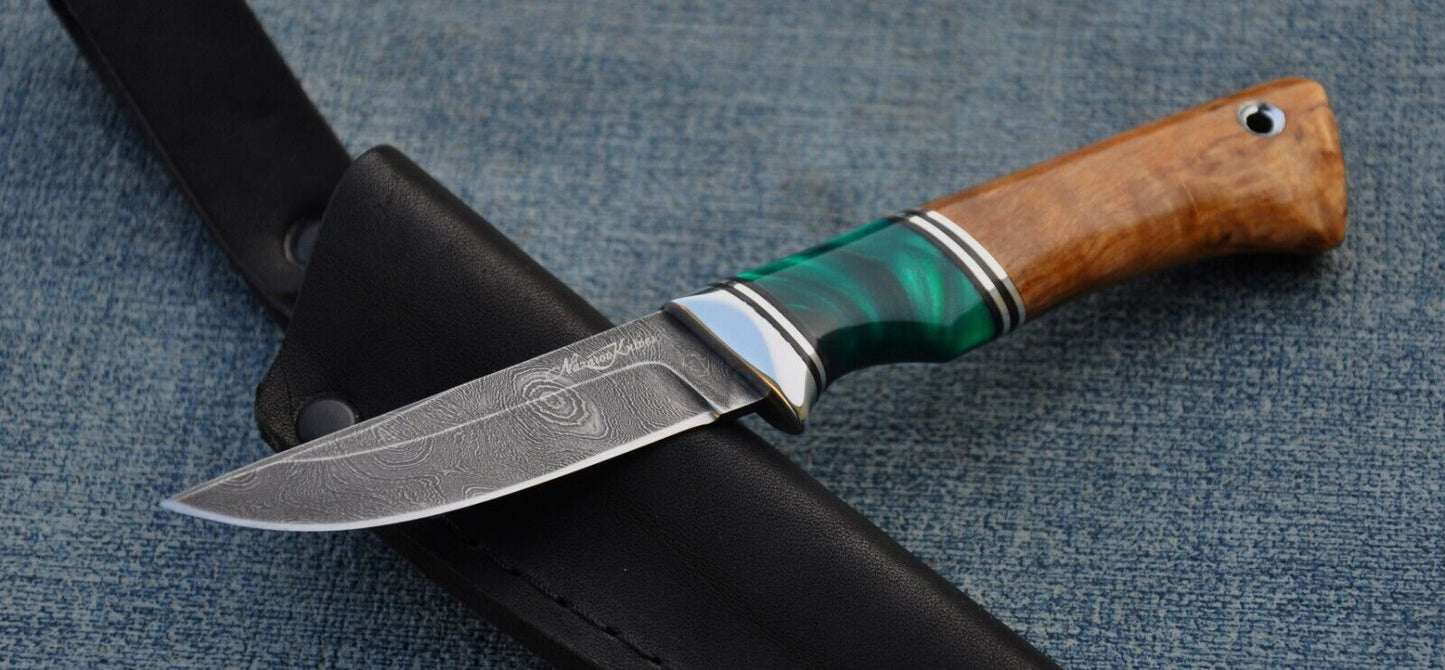Damaszener Stahl Outdoor Damast Messer Малыш Nazarov Knives Handarbeit HRC62