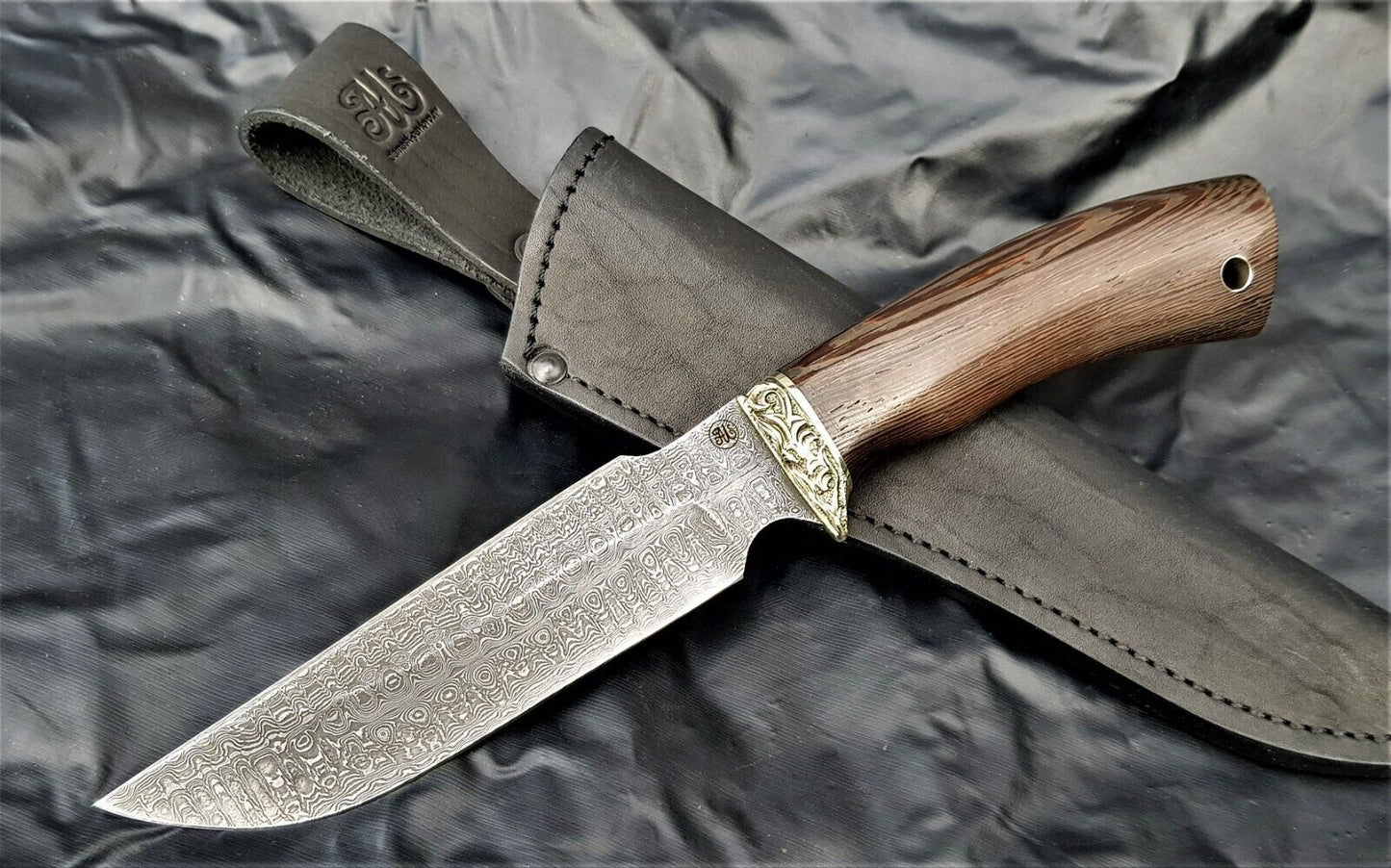 Damast stah Outdoor Jagd Messer Russland A.Maruschin HRC 62 Handarbeit Гарсон