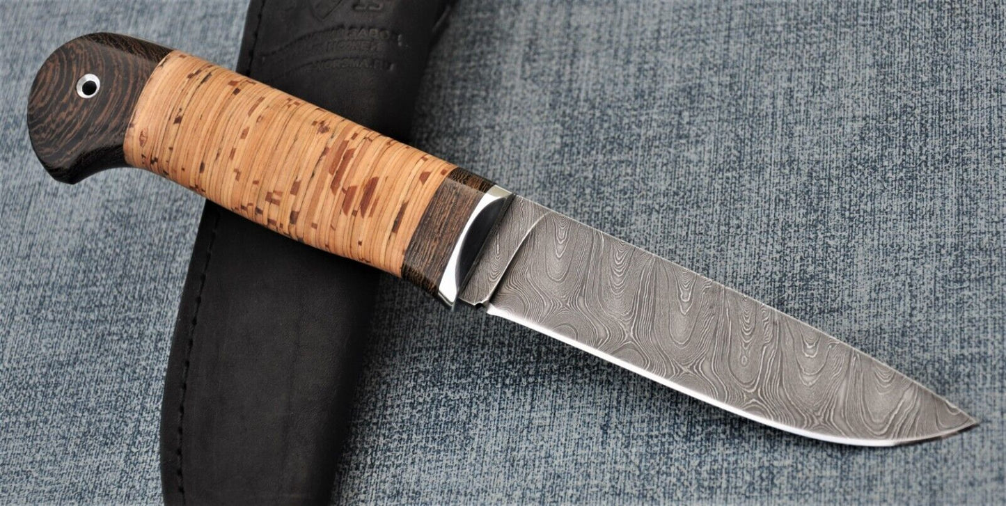 Damast Damaszener Stahl Outdoor Messer Nazarov Knives Handarbeit HRC62 Ясень