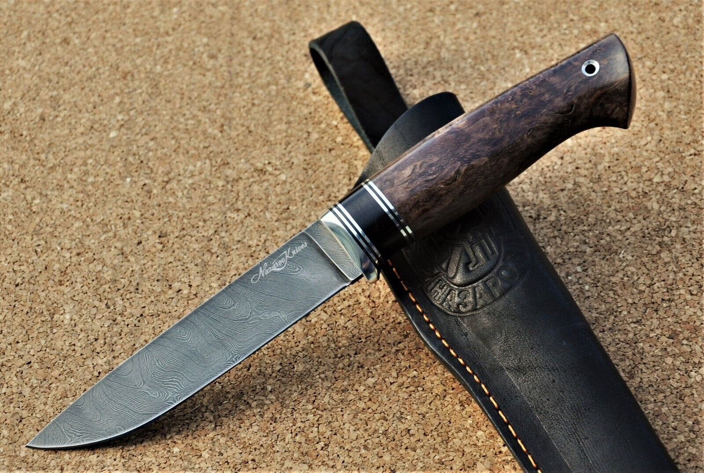 Damast Damaszener Stahl Outdoor Messer Nazarov Knives Handarbeit HRC62 Путник