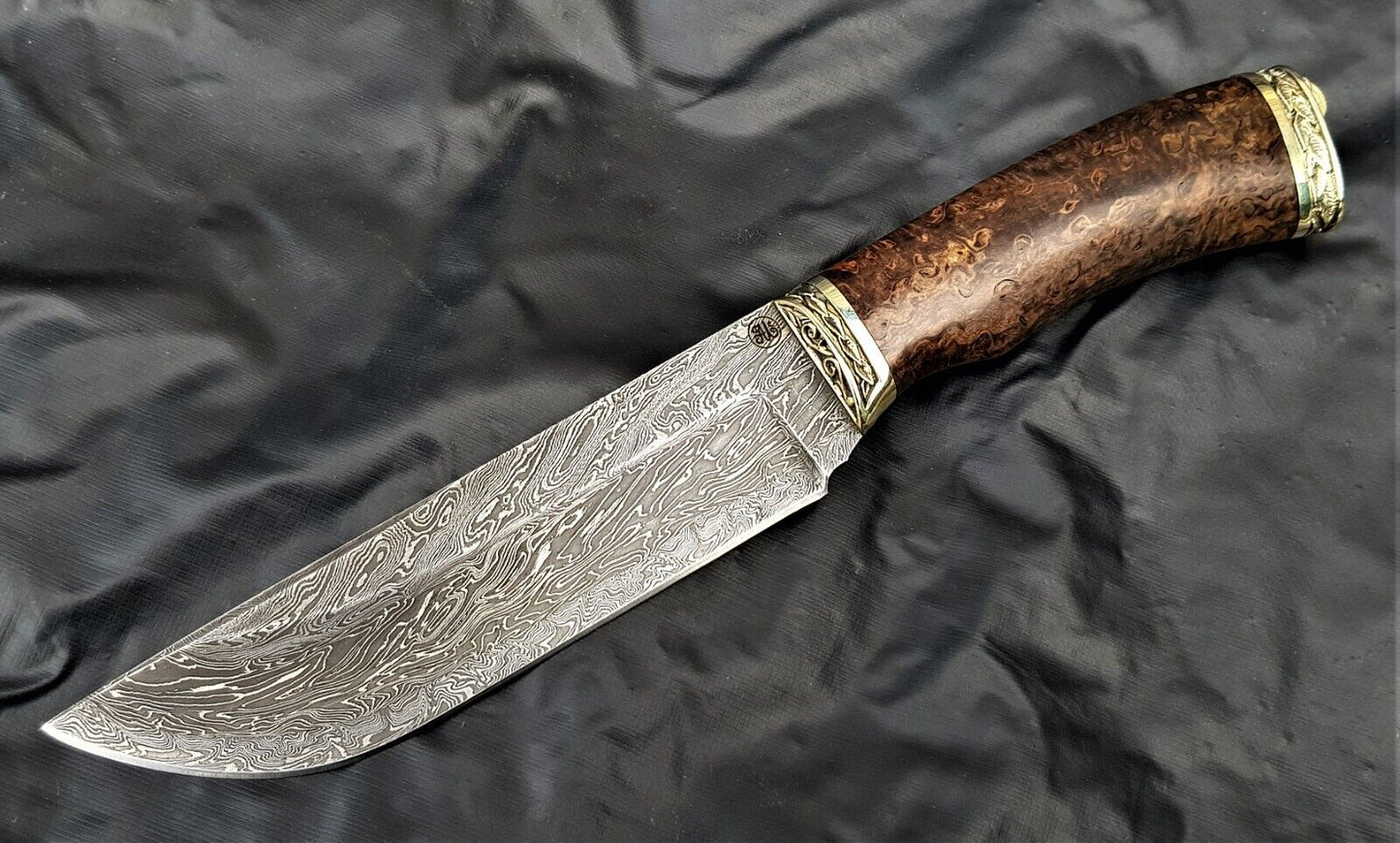 Outdoor JagdMesser Damast Stahl A.Maruschin Russland HRC62 Handarbeit Охотник