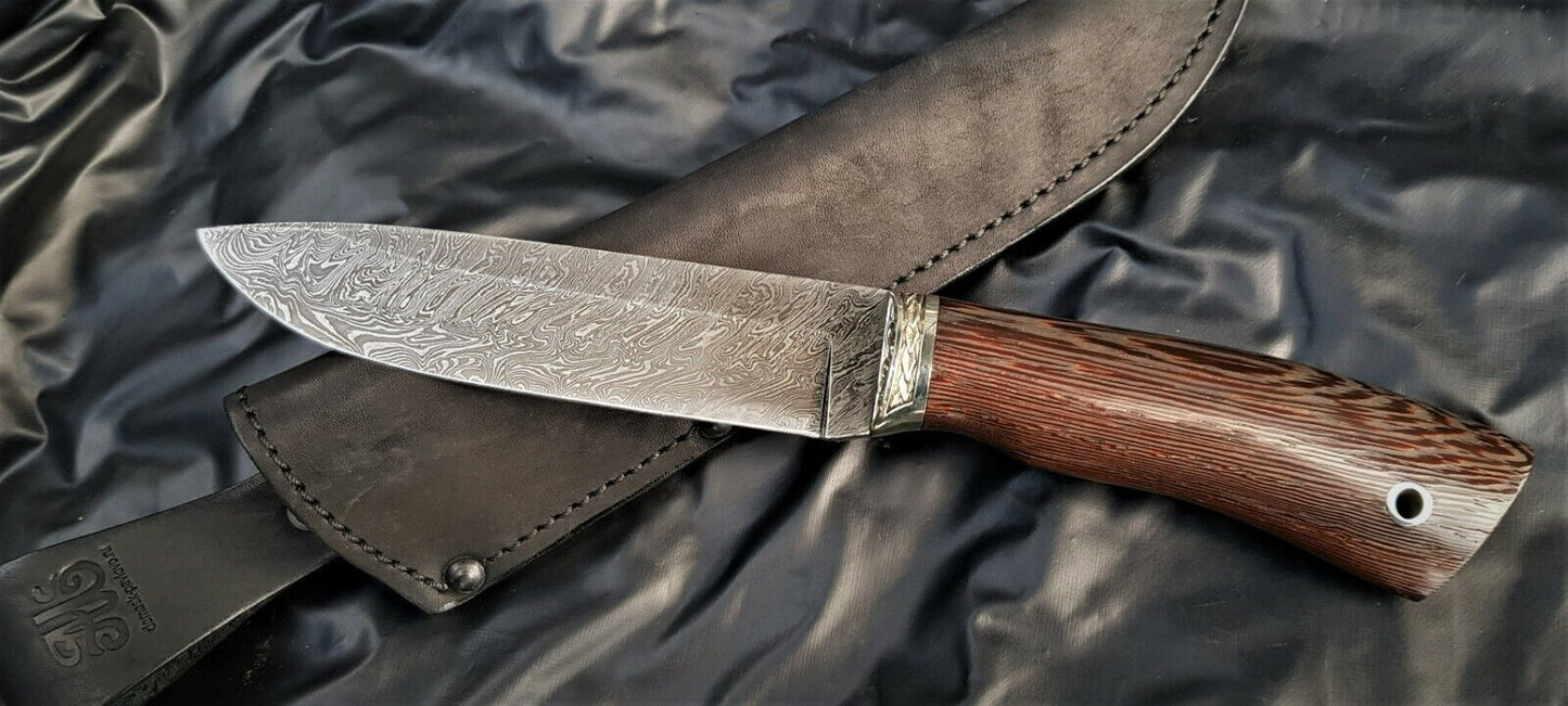 A.Marushin Russland Outdoor Jagdmesser Damaszener Stahl Handarbeit