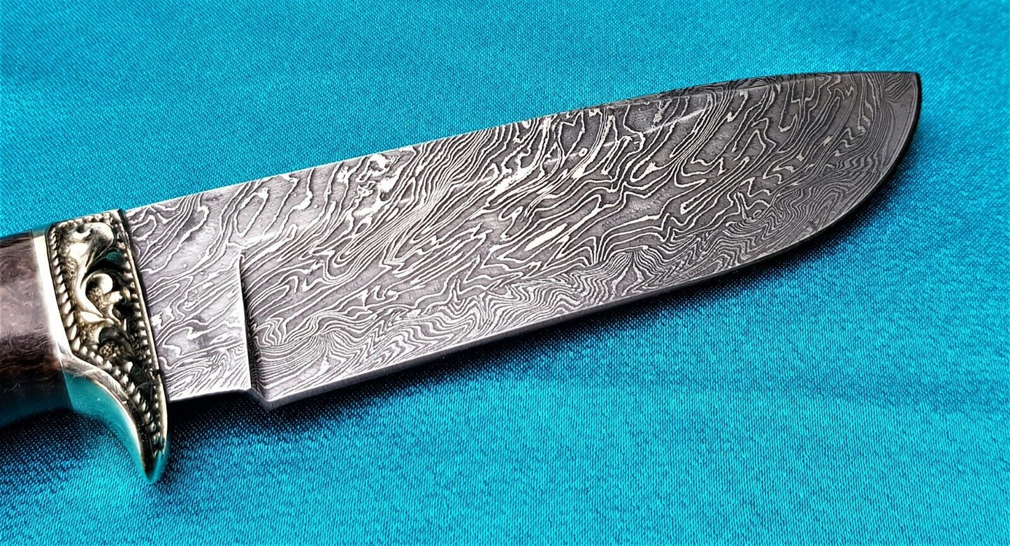 Outdoor JagdMesser Damast Stahl A.Maruschin Russland HRC62 Handarbeit Лось