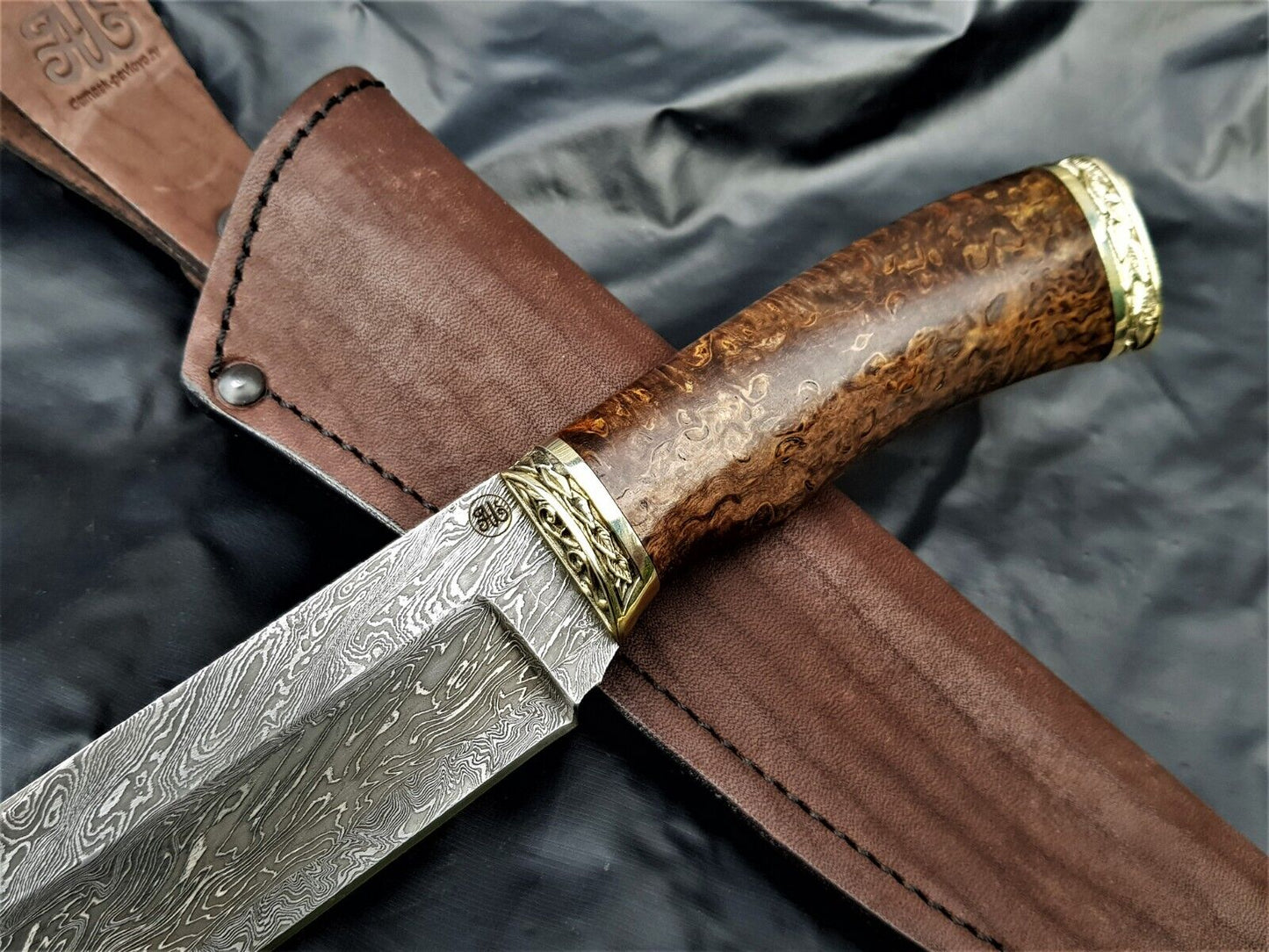 Outdoor JagdMesser Damast Stahl A.Maruschin Russland HRC62 Handarbeit Охотник