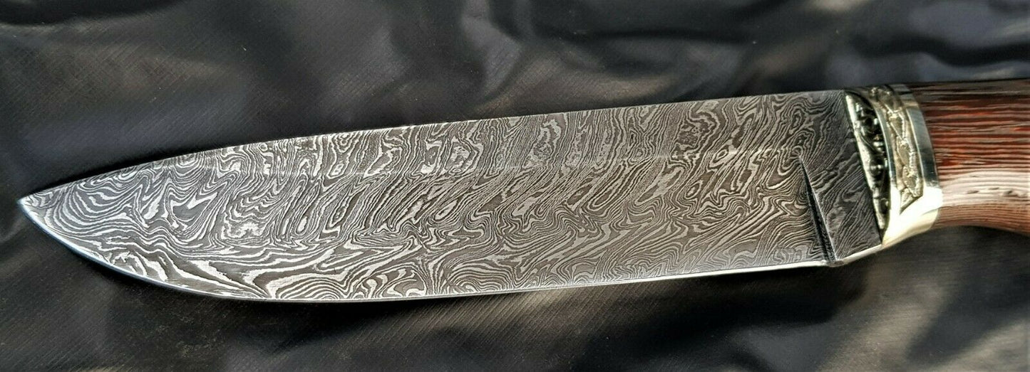 A.Marushin Russland Outdoor Jagdmesser Damaszener Stahl Handarbeit