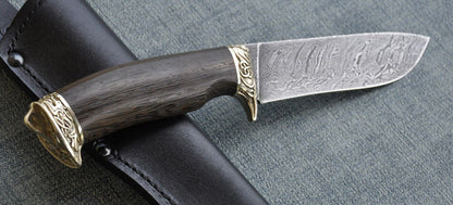 Outdoor Jagdmesser Damaszener Stahl A.Marushin