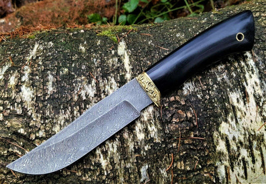 A.Marushin  Outdoor Jagdmesser Damaszener Stahl  Handarbeit