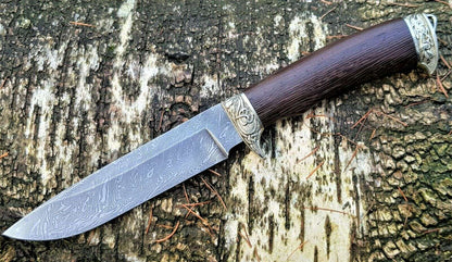 A.Marushin  Outdoor Jagdmesser Damaszener Stahl  Handarbeit