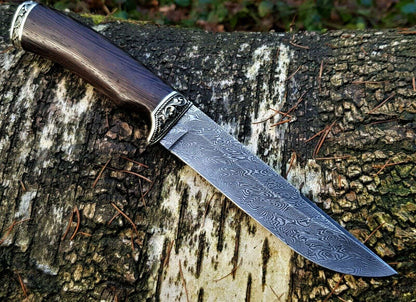 A.Marushin Outdoor Jagdmesser Damaszener Stahl Handarbeit