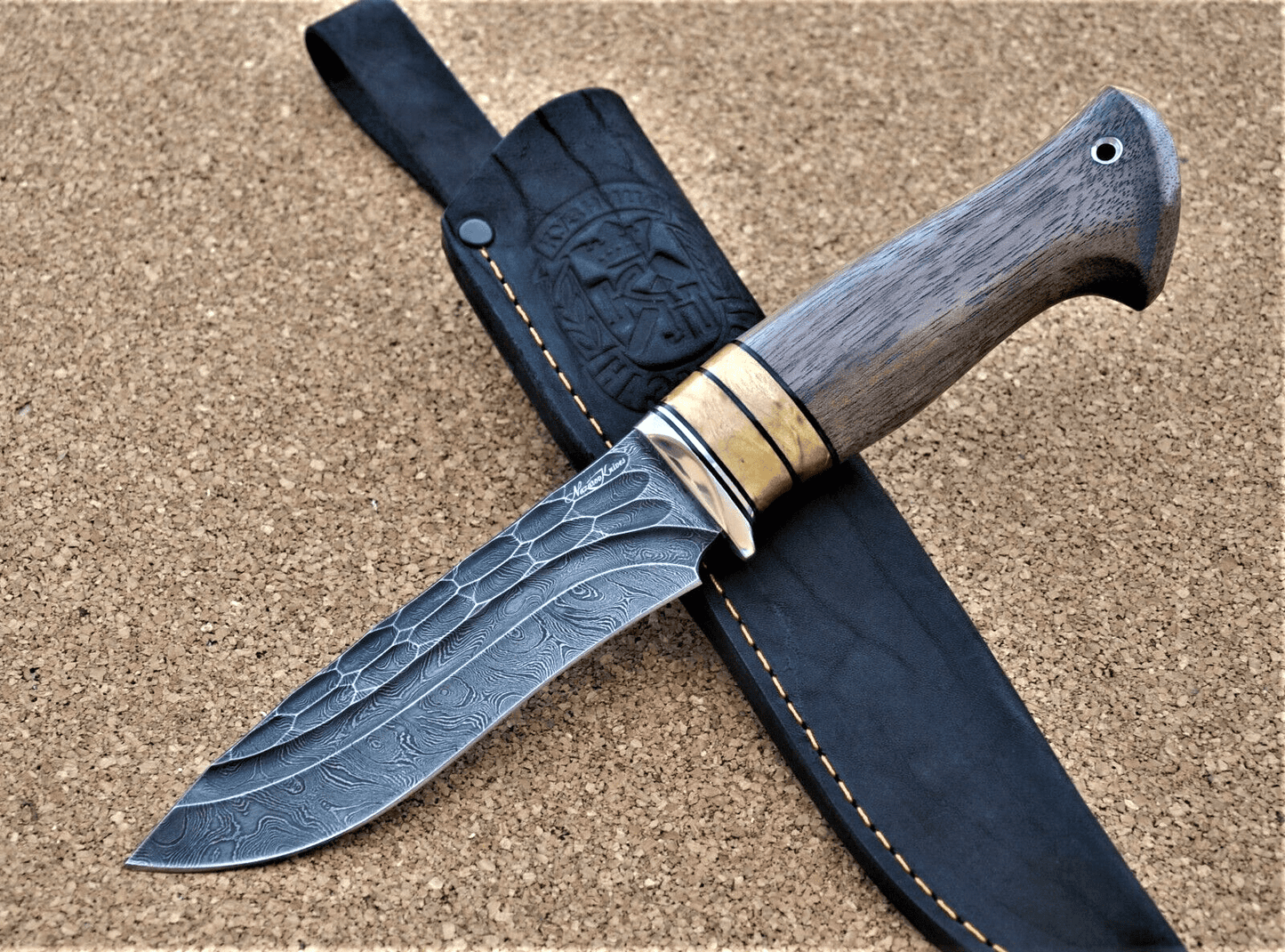 Damaszener Stahl Outdoor Jagd Damast Messer Nazarov Knives  Handarbeit HRC62