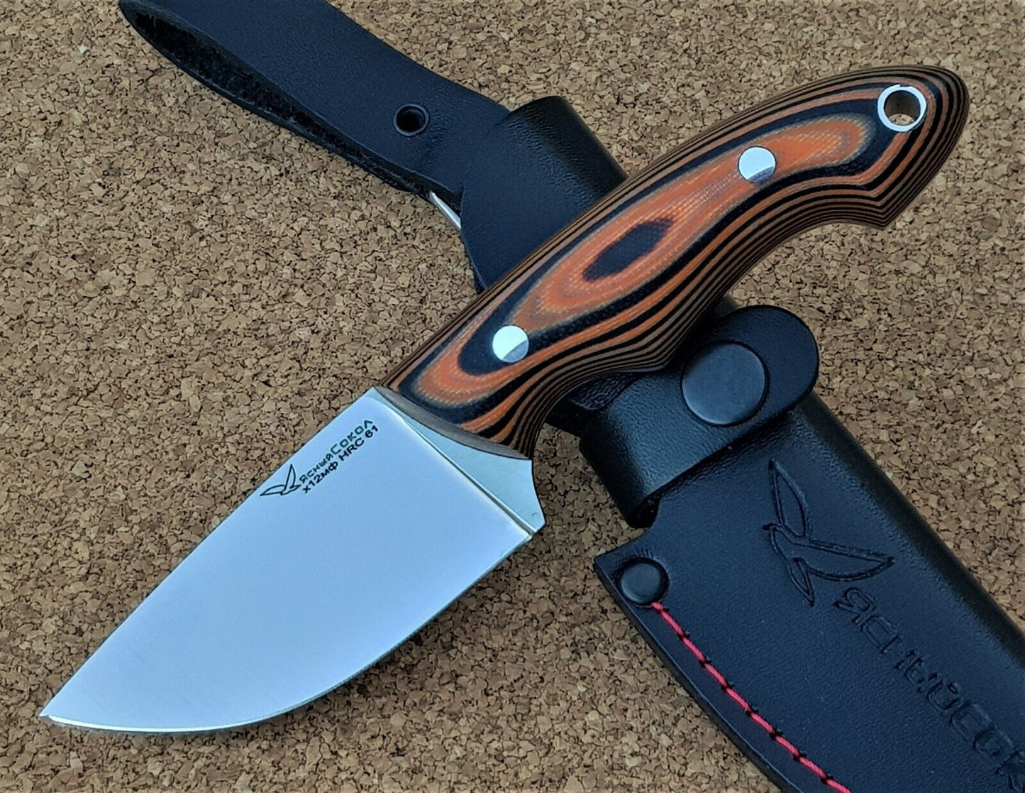 H12MF  Full Tang Outdoor Jagd Messer  Yasniy Sokol Handarbeit HRC 61 Барс