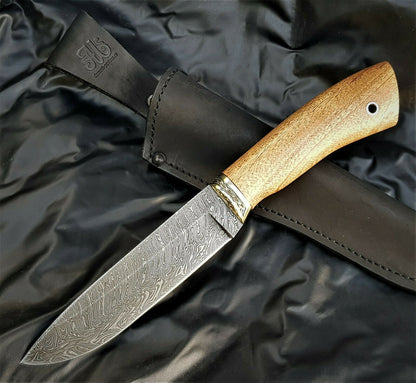 A.Marushin Outdoor Jagdmesser Damaszener Stahl Handarbeit