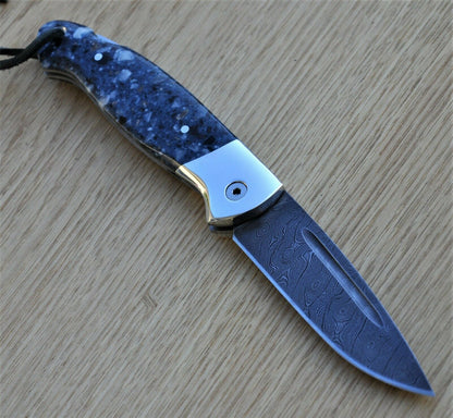 Nazarov Knives Russland Damast Stahl  Outdoor Сова Klappmesser Handarbeit HRC62