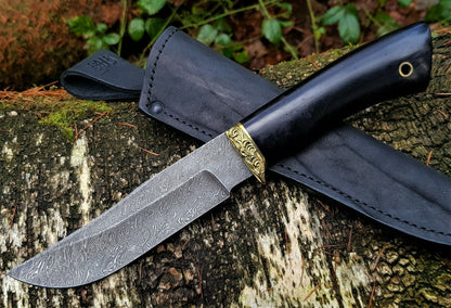 A.Marushin  Outdoor Jagdmesser Damaszener Stahl  Handarbeit