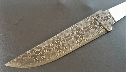 Exklusive Mosaik Damast Klinge Rohling Damascus Steel Messer HRC 60 Handarbeit