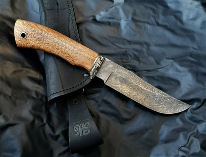 Outdoor Jagd Messer Damast Stahl HRC 62 Handarbeit A.Maruschin Russland Куница