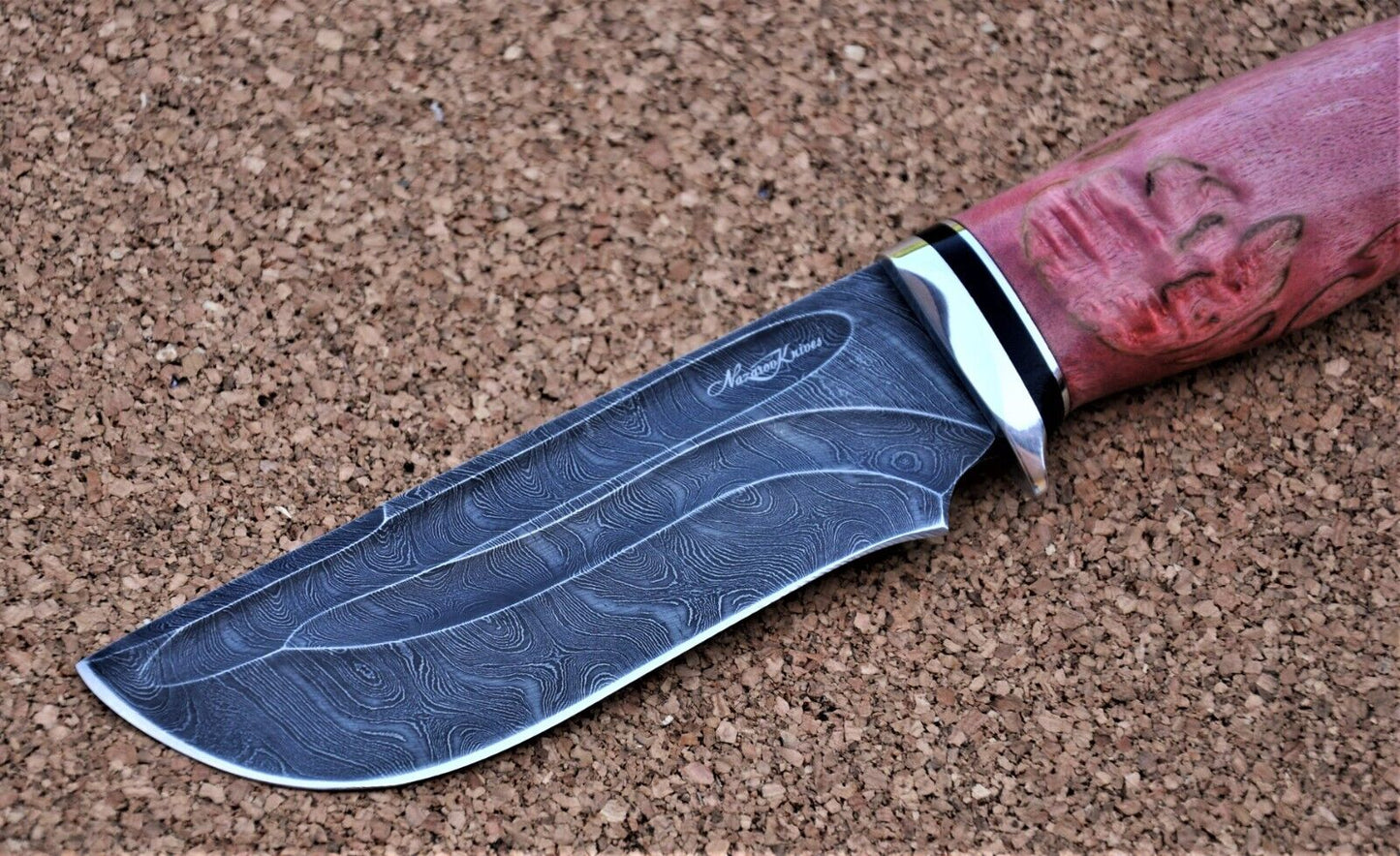 Damaszener Stahl Outdoor Jagd Damast Messer Nazarov Knives  Handarbeit HRC62