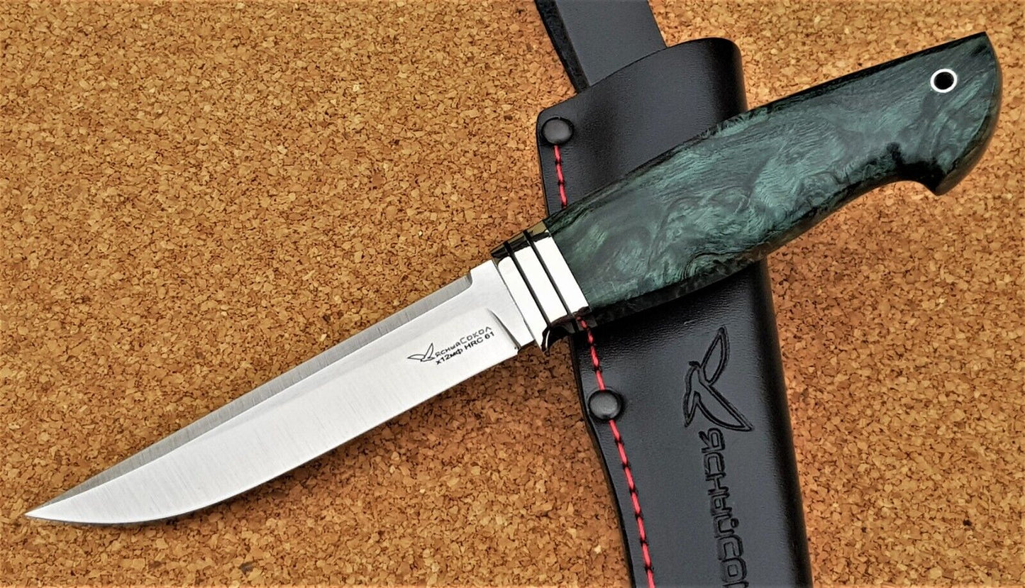 H12MF Stahl Outdoor Jagd Messer Yasniy Sokol Russland Handarbeit HRC 61 Волк