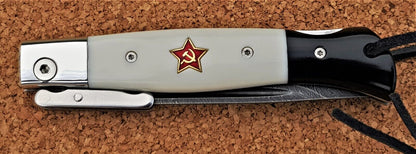 Damast Finka NKVD Stern Outdoor Messer Nazarov Knives Russland Handarbeit HRC 62