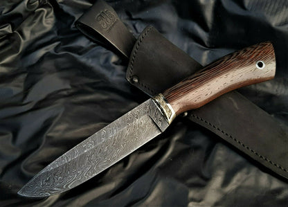 A.Marushin Russland Outdoor Jagdmesser Damaszener Stahl  Handarbeit