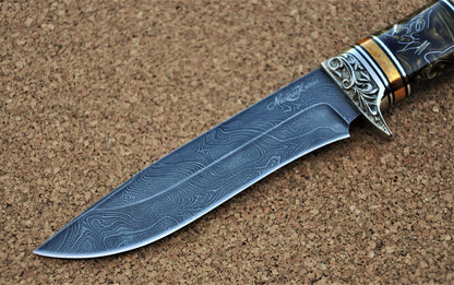 Damaszener Stahl Outdoor Jagdmesser Nazarov Knives  Handarbeit