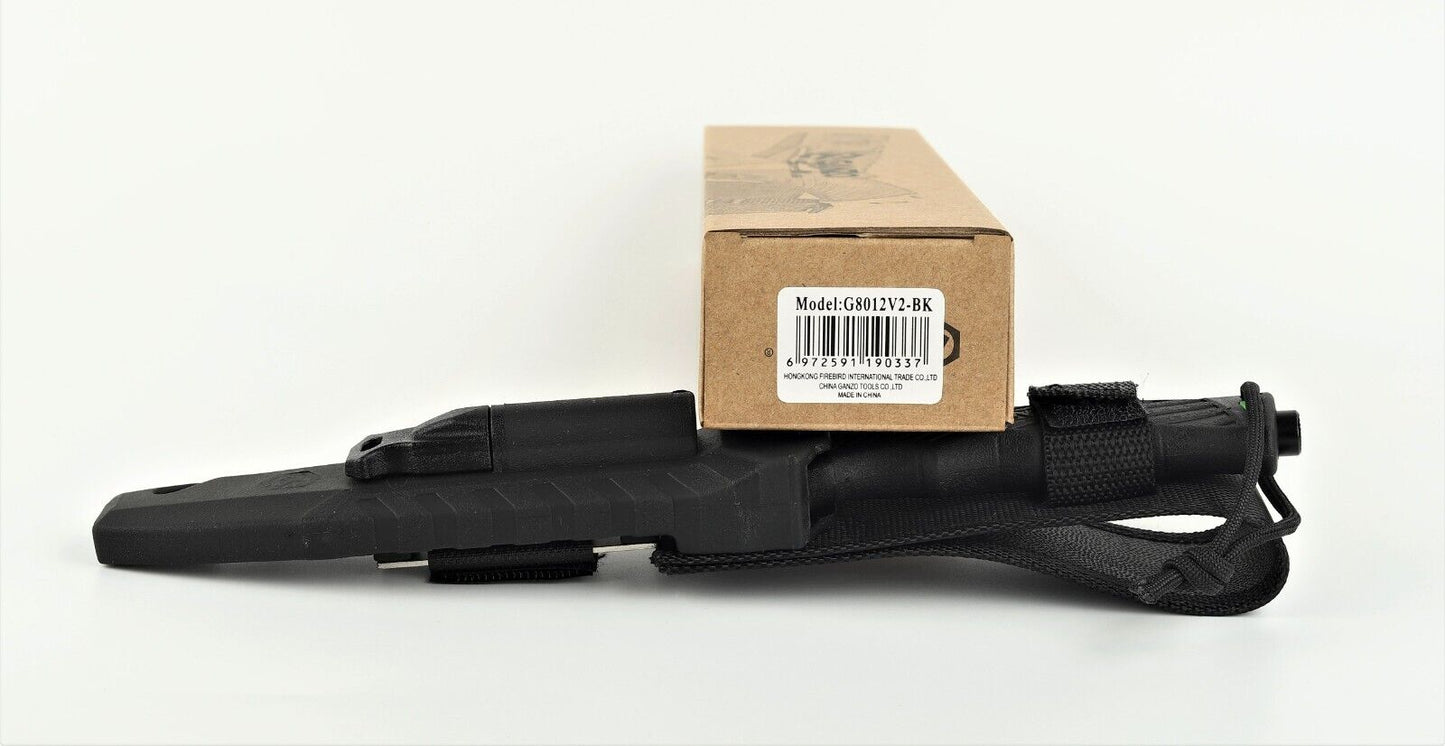 Fahrten Outdoor Freizeit Messer Gurtschneider Feuerstarter Ganzo  G8012V2 HRC 58