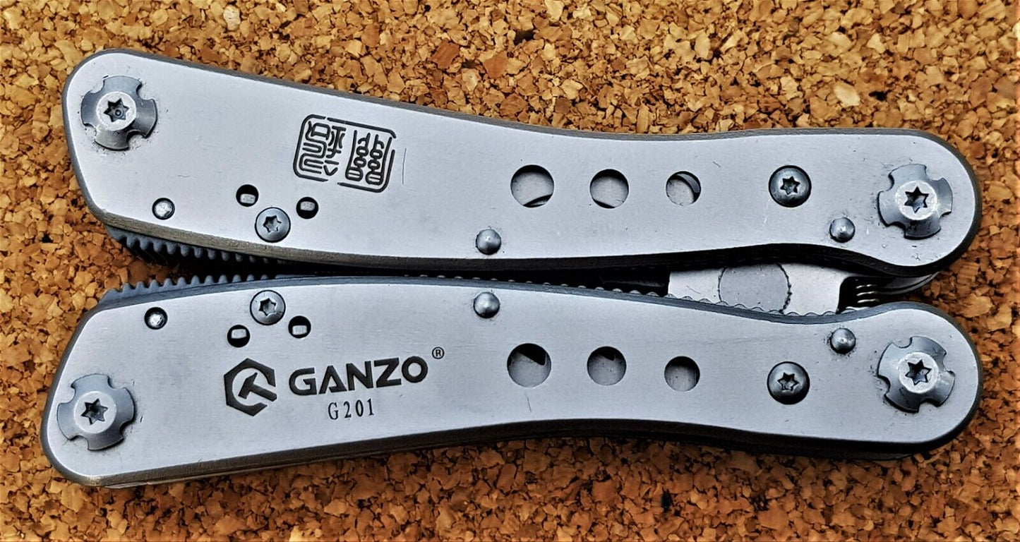 Ganzo G201 Multool Werkzeug Zange Schraubendreher Kit Silber Camping Messer 440C