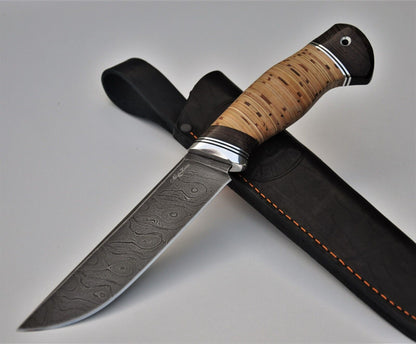 Damast Damaszener Stahl OutdoorMesser Nazarov Knives  Handarbeit HRC62 Ирбис