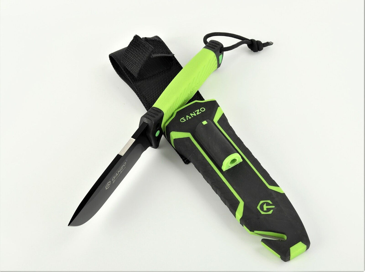 Fahrten Outdoor Freizeit Messer Gurtschneider Feuerstarter Ganzo  G8012V2 HRC 58
