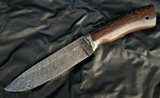 A.Marushin Russland Outdoor Jagdmesser Damaszener Stahl  Handarbeit