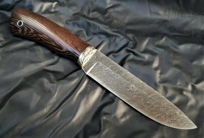 A.Marushin Russland Outdoor Jagdmesser Damaszener Stahl  Handarbeit